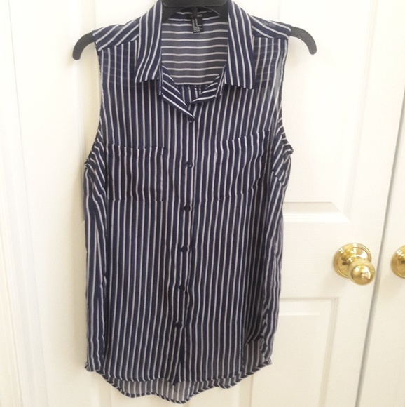 Forever 21 Sheer Button Down Shirt Sz M - Picture 4 of 4